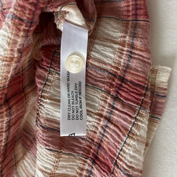 Tuckernuck NWT Pink and White Plaid Juliette Button Down Top Blouse, Size XS - Picture 14 of 16
